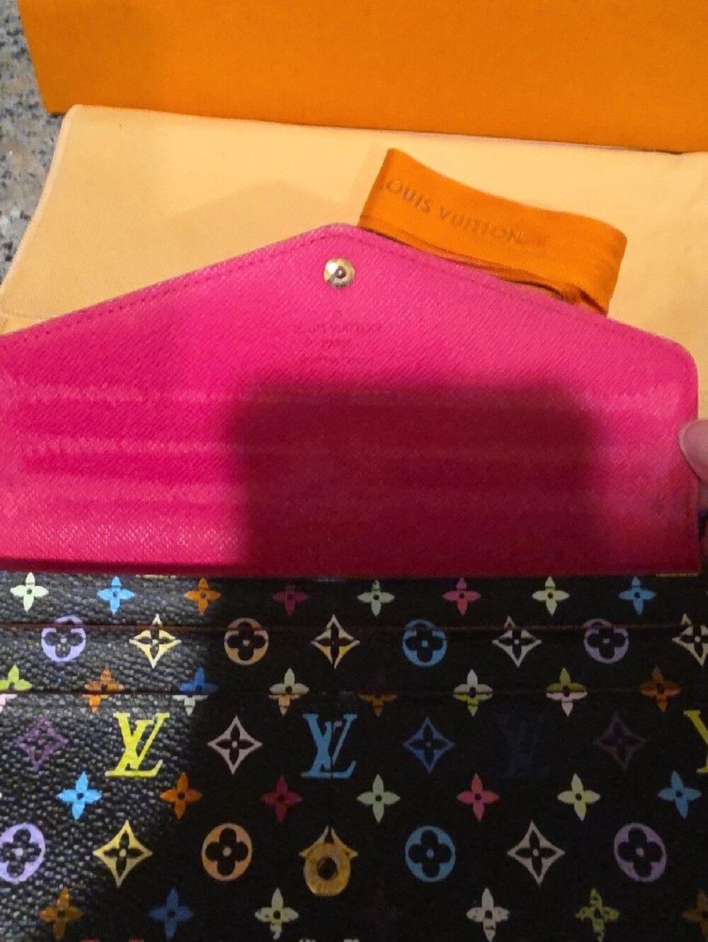 Louis Vuitton Murakami Black Multicolor Monogram Flap Wallet - Picture 4 of 15